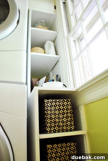 Final view of the laundry room shelves