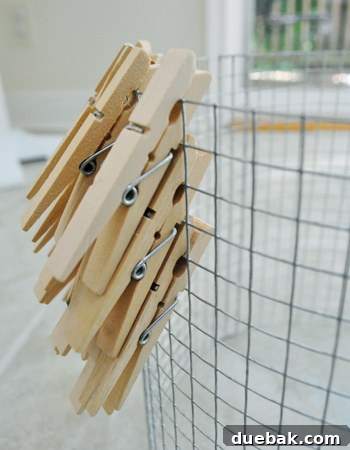 Another view of clothespins in design formation