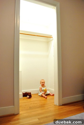 Clara's nursery closet completely emptied and prepped for a painting project