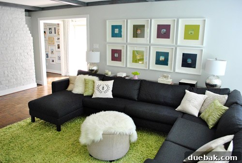 Another perspective of the framed art in the living room