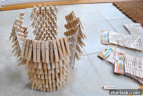 Several bags of clothespins arranged on a surface