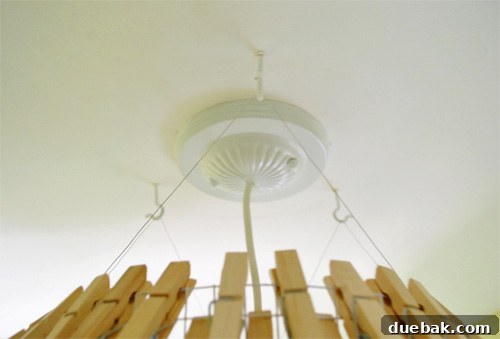Hanging solution for the clothespin chandelier