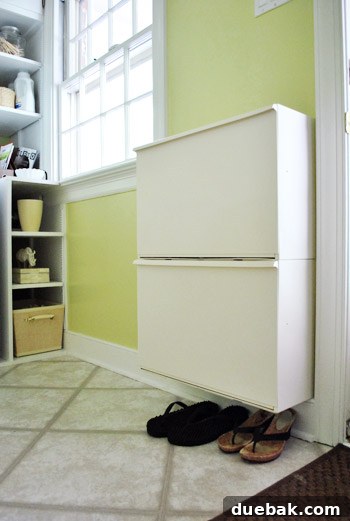 Installed Ikea Retur shoe cabinets in laundry room