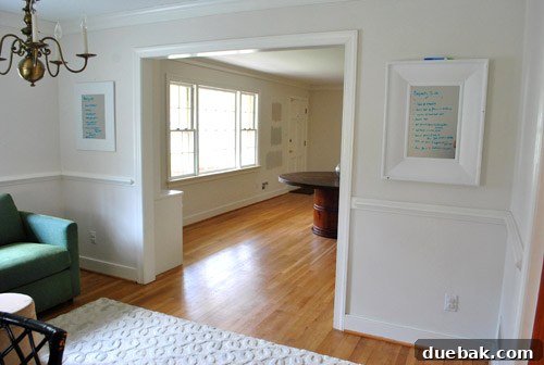 Celebrating April's Apex 15 Two mirrors repurposed as dry-erase boards, elegantly hung in a home office with lists written on them.