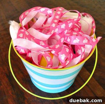 Celebrating April's Apex 6 A charming, homemade Easter basket filled with colorful treats and toys for Clara.