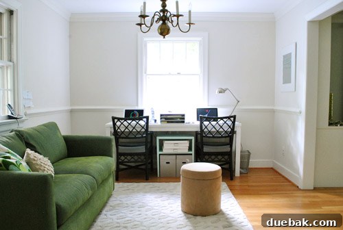 Desk moved to the window overlooking the front yard in the home office.