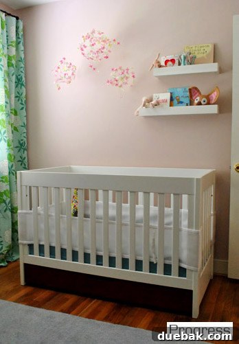 Spacious nursery in the current house, featuring a larger closet and bright decor