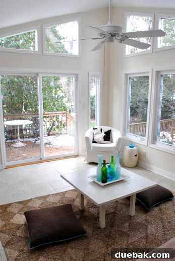 Unfinished sunroom in the current house, presenting a raw space with immense potential for future development