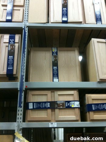 Ultimate Cabinet Hunt 5 Close-up of cabinet dimensions at home improvement store