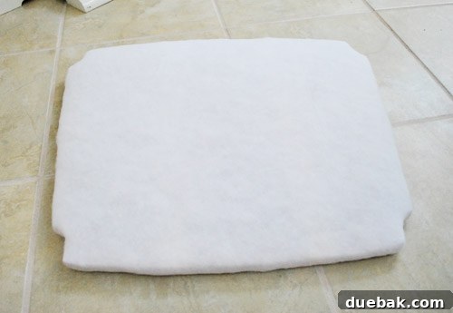 Five layers of extra-loft batting on the rocking chair seat, showing plushness