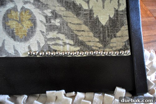 Transform Your Rocking Chair with Fabric and Nailhead Upholstery 13 Applying nail head trim to the upholstered panel
