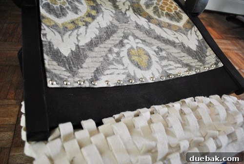 Transform Your Rocking Chair with Fabric and Nailhead Upholstery 15 Close-up of evenly spaced nail head trim