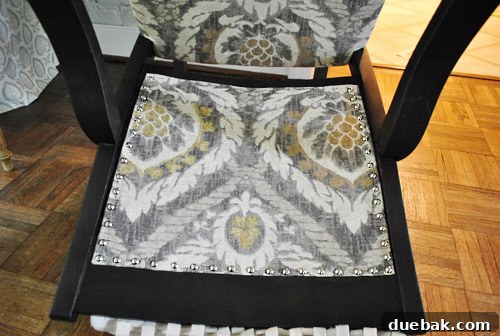 Transform Your Rocking Chair with Fabric and Nailhead Upholstery 16 Rocking chair with nail head trim partially completed