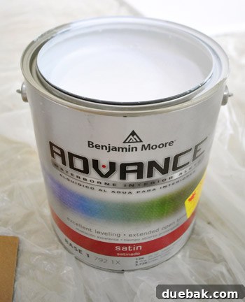 From Thrifted Cabinets to a Massive Shared Desk 11 Can of Benjamin Moore Advance paint in Decorators White