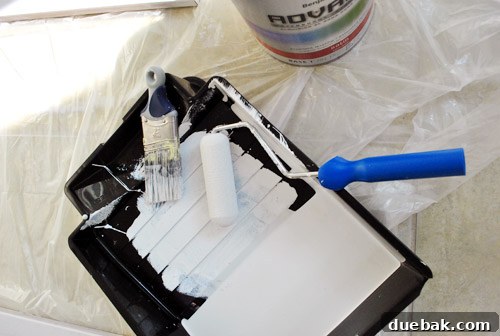 From Thrifted Cabinets to a Massive Shared Desk 12 Painting tools: brush and foam roller