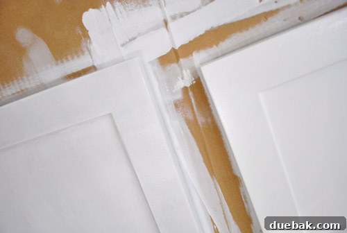 From Thrifted Cabinets to a Massive Shared Desk 13 Comparison of one versus two coats of paint