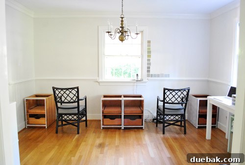From Thrifted Cabinets to a Massive Shared Desk 4 Reduced cabinet layout with four units for better space