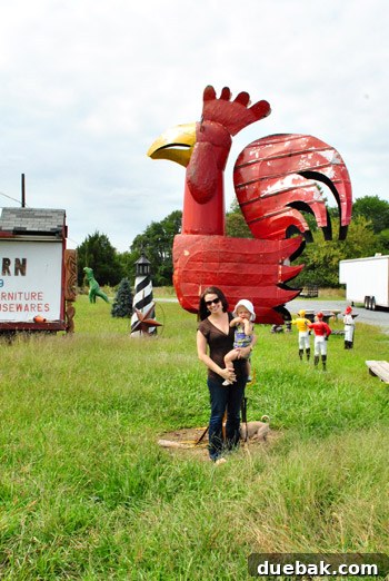 Delaware's Hidden Thrift Treasures 3 An oversized metal chicken sculpture at Ole Sale Barn, Maryland