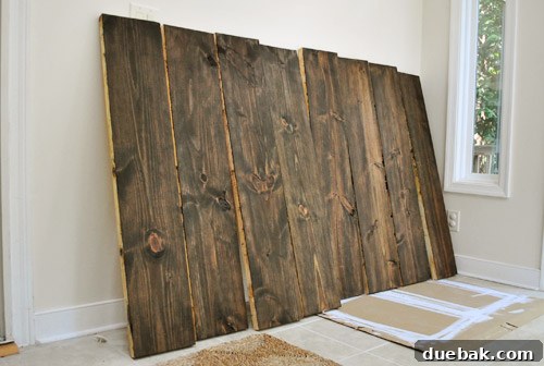 Close up of stained wood planks