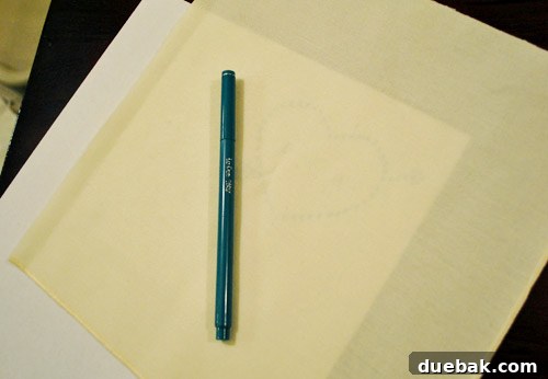 Tracing the design onto the napkin fabric