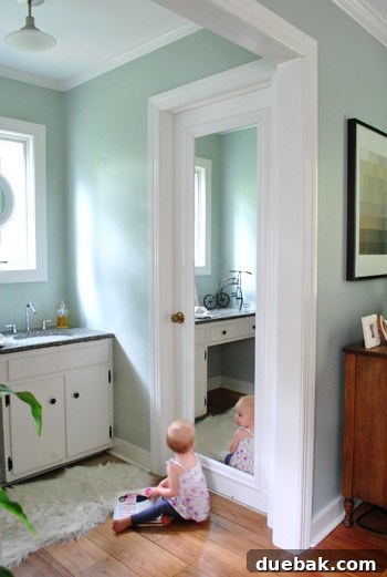 Finished framed bathroom mirror