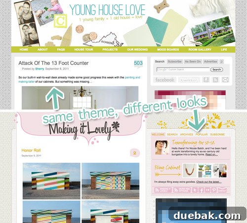 Screenshot showing a blog layout with various content elements