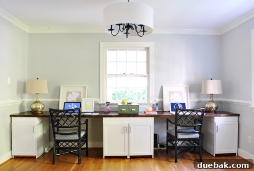 Revitalize Your Old Chandelier With Paint and a Shade Swap 23 Newly installed indigo blue chandelier with drum shade