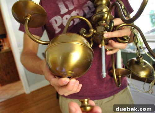 Revitalize Your Old Chandelier With Paint and a Shade Swap 8 Chandelier with the bottom decorative ball removed
