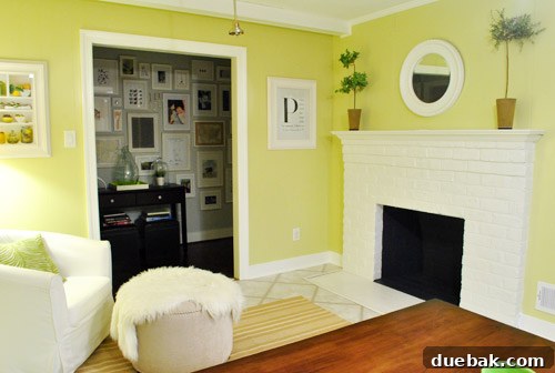Overall kitchen space showing the planned peninsula and its integration within the room