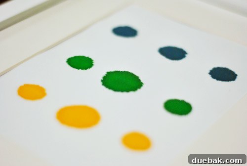 Food coloring dot art drying