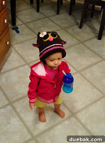 Clara in her 'hoo hat'