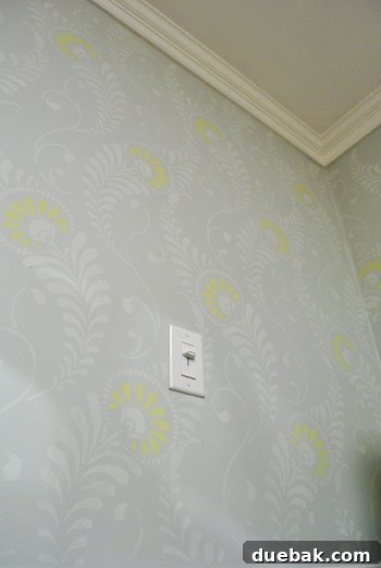 Wall Stenciling Secrets and Stunning Transformations 4 Intricate stencil pattern creating a sophisticated backdrop in a modern home office design