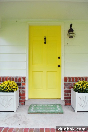 Final look at the porch with new mums and original features