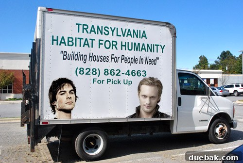 Humorous image of the truck with a thought bubble from Sherry about Twilight