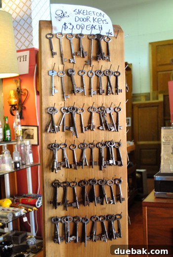 Rack of antique skeleton keys