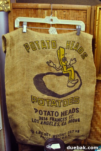 Close-up of a rustic potato sack fabric