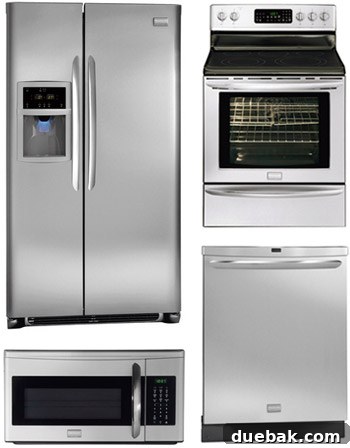 Secrets To Deep Discounts On Kitchen Appliances 2 Shiny new kitchen appliances on display, hinting at a great deal.
