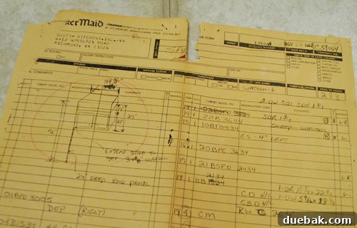 Order form from QuakerMaid cabinets dated November 1982