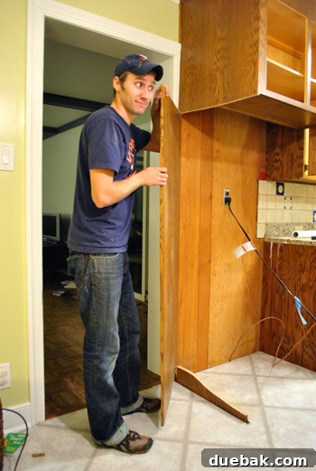 Kitchen cabinet and side panel successfully removed