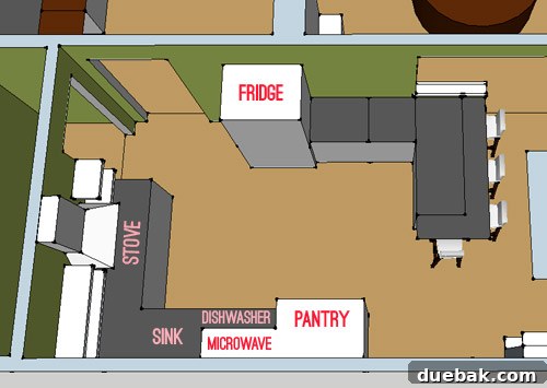 Revolutionize Your Kitchen: Smart Cabinet and Appliance Relocation 21 Google SketchUp rendering of the new kitchen layout