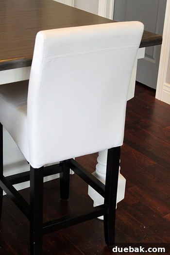 Plain white leather bar stool before stencil transformation