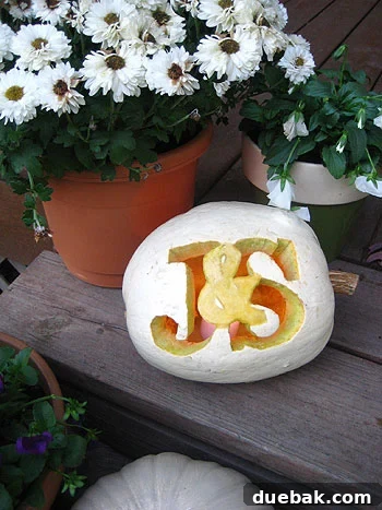 Close-up of a carved pumpkin with a decorative pattern