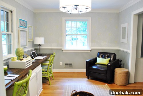Create A Stunning Home Office Gallery Wall 7 View of the office with a blank wall awaiting more art