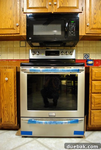 New counter-depth fridge in temporary location