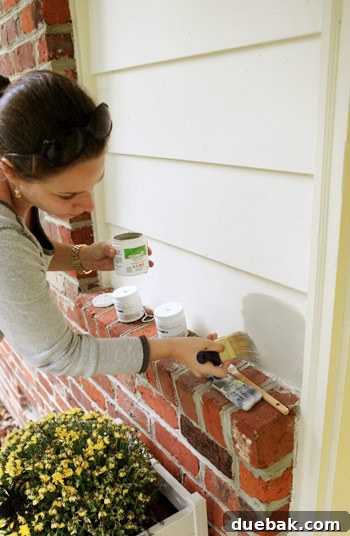 Exterior paint test swatches on house siding