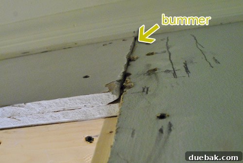 Drywall showing a slight thickness discrepancy