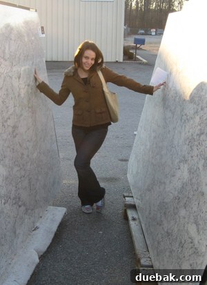 Stoneyard Spotlight: Our Pashmina Granite Up Close 2 Sherry admiring the new Pashmina granite slabs for kitchen renovation