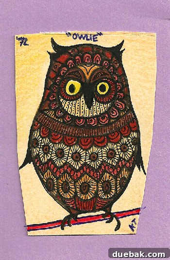 Original vintage owl drawing by father