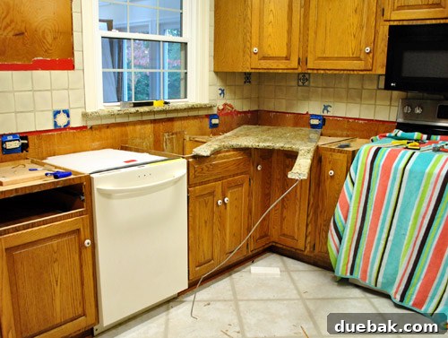 Kitchen after first granite removal