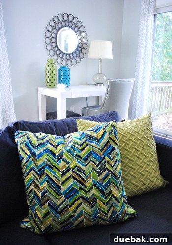 Rug Refresh Transforming Our Living Room 12 Detail shot of the tufted leather ottoman, showcasing its texture